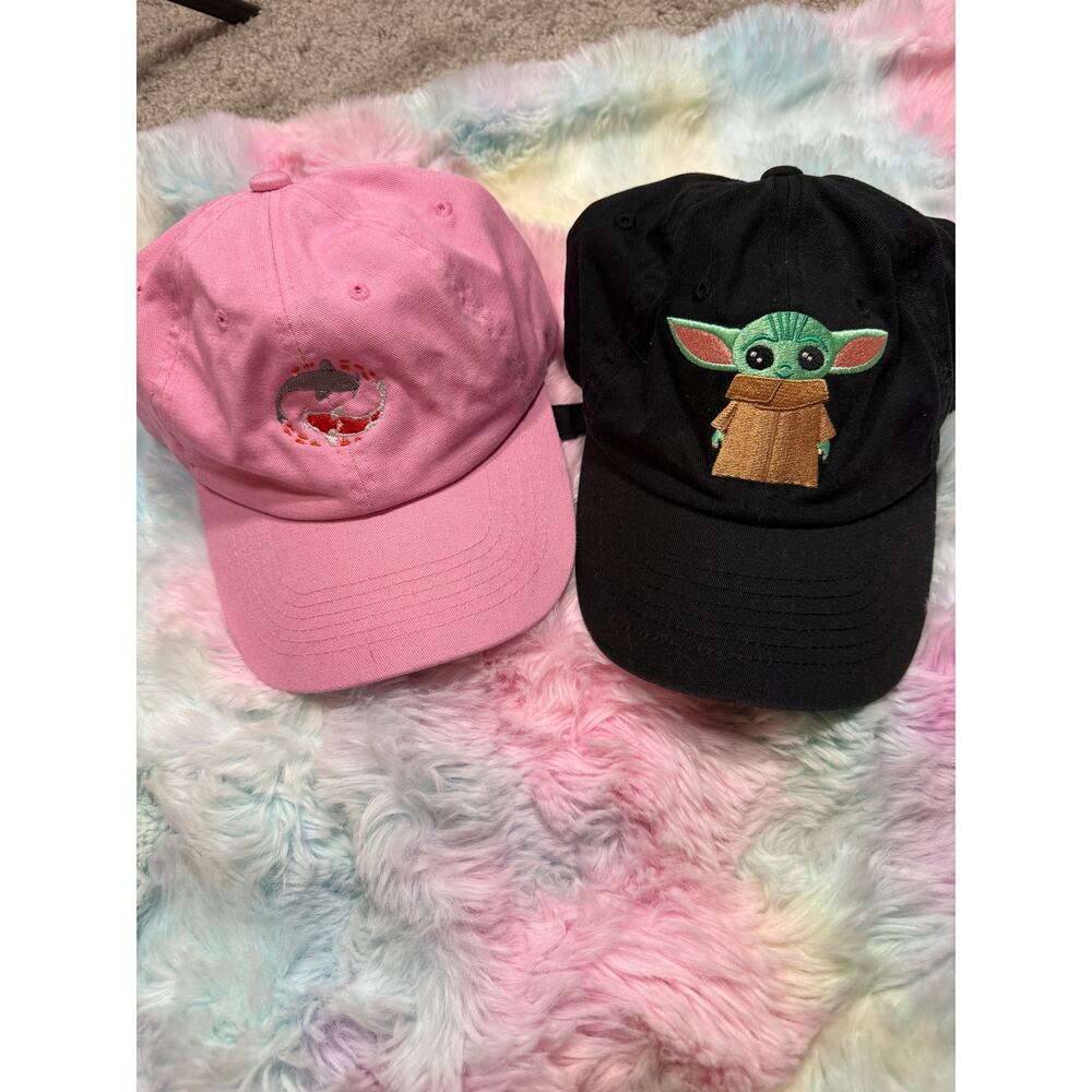Disney Grogu Dad Hat Black + Pink Embroidered Cap Set